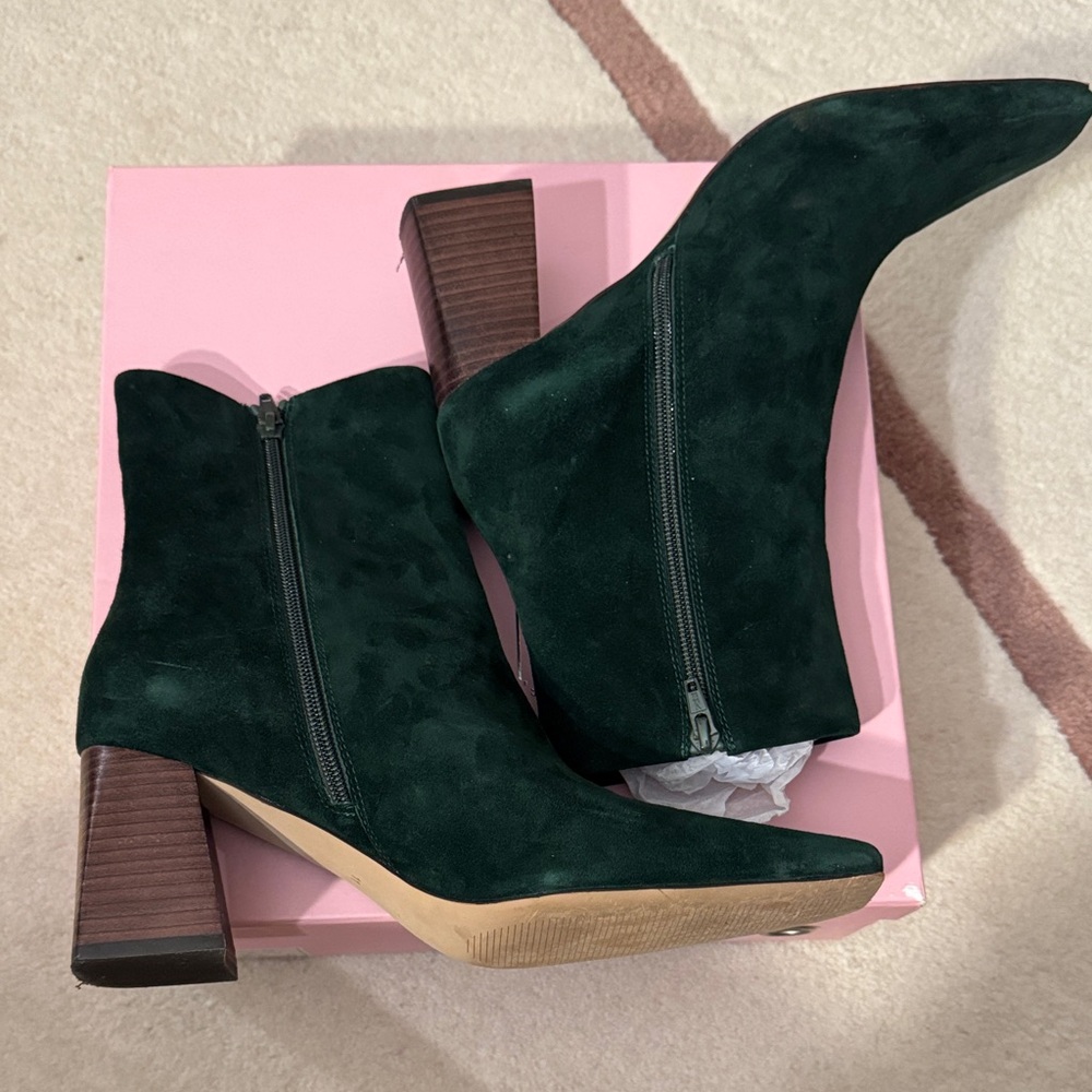 INTENTIONALLY BLANK Dark Green Heeled Boots - Picture 2 of 7